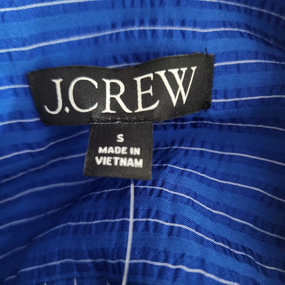 J Crew Textured Drapey Button Down Striped Shirt Blouse Blue  S NWT - Picture 5 of 5